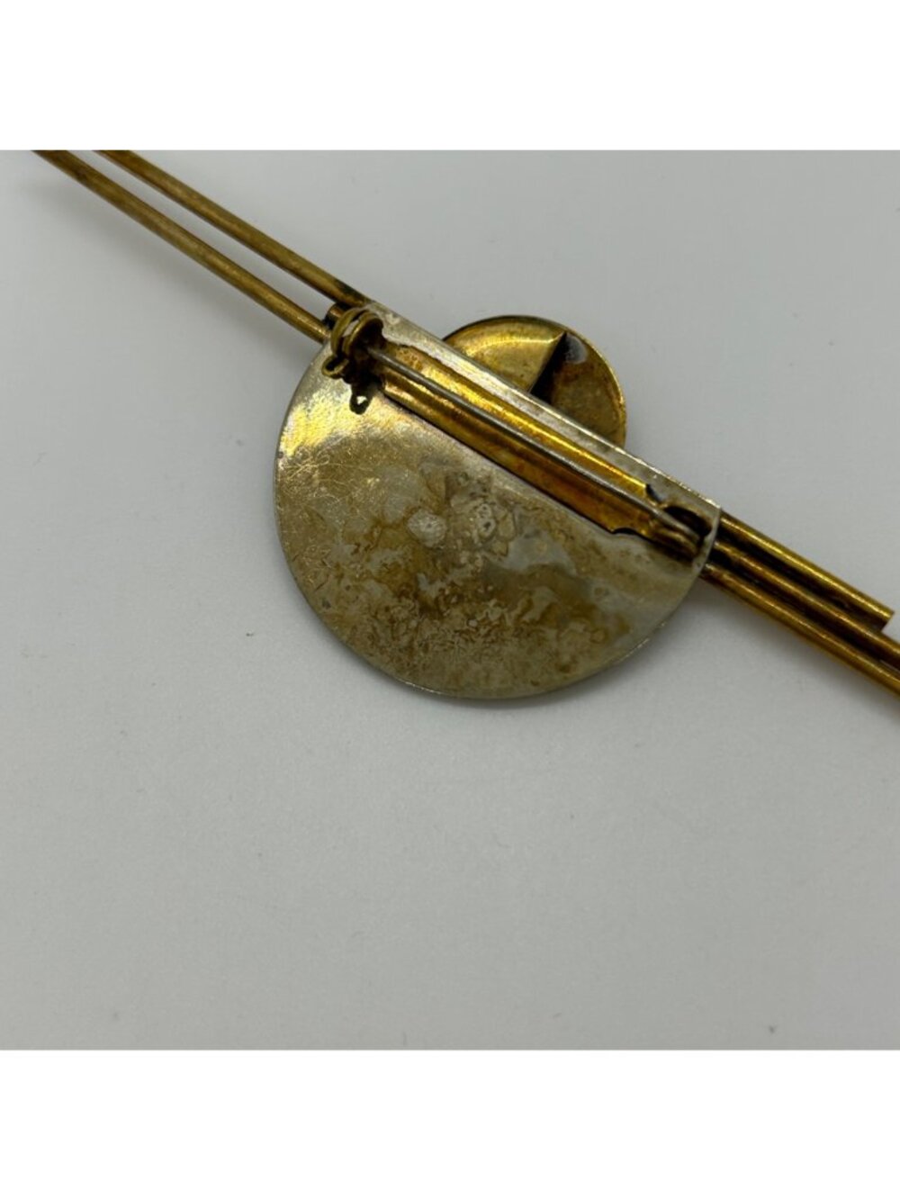 Vintage 1980s Modernist Silver-tone  & Brass Geometric Brooch Art Pin Mixed Meta - Picture 8 of 14